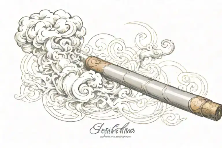 cigar of smoke saying someone's name  tattoo design idea