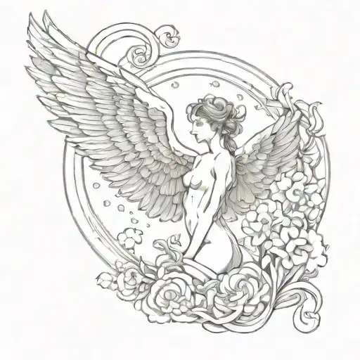 made in heaven with wings tattoo design idea