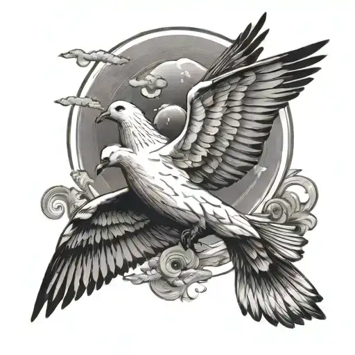 holy spirit dove in the sky represented tattoo design idea