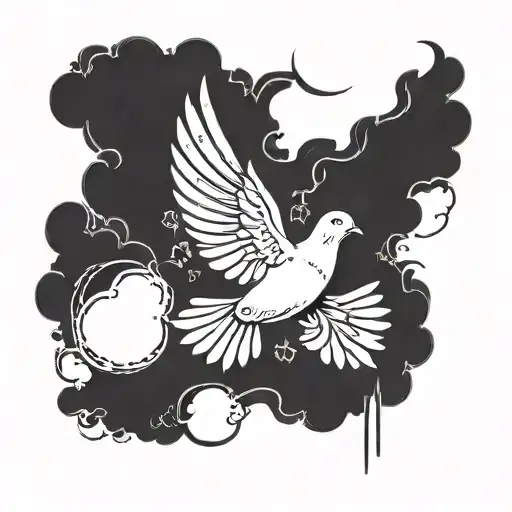 holy spirit dove in the sky tattoo design idea
