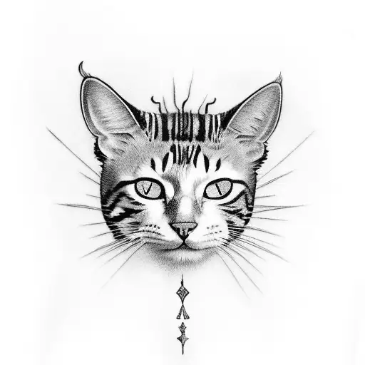 A unique tattoo design combining the image of Travis Scott with a cat and butterfly, incorporating elements of darkness and anime style tattoo design idea