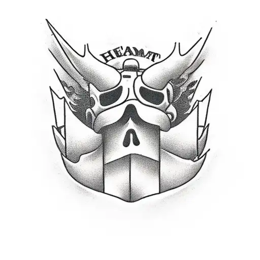the word "HEAT", turns into classic biker flames at the top, the tatto is greater in width at the top than the bottom tattoo design idea