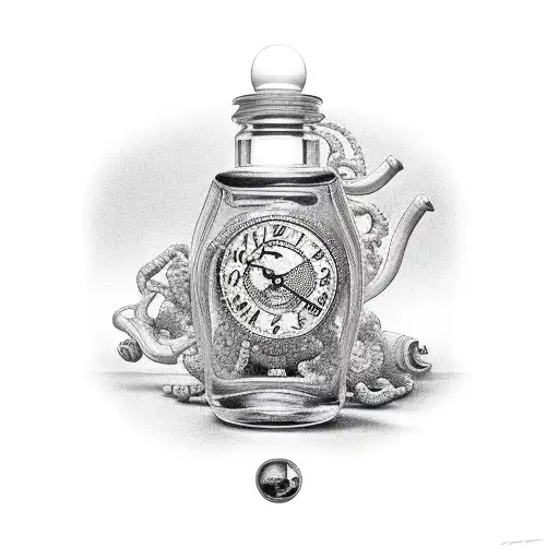 time in a bottle tattoo design idea