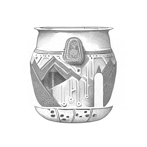 herodian-era clay cooking pot tattoo design idea