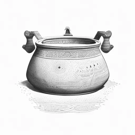 3 herodian-era clay cooking pot, stacked in a vertical line tattoo design idea