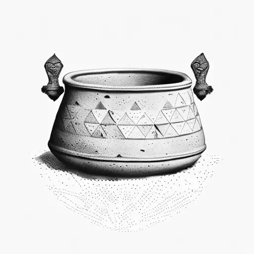 3 herodian-era clay cooking pot, stacked in a vertical line tattoo design idea