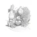 Lean Cup flowing into 999 tattoo design idea