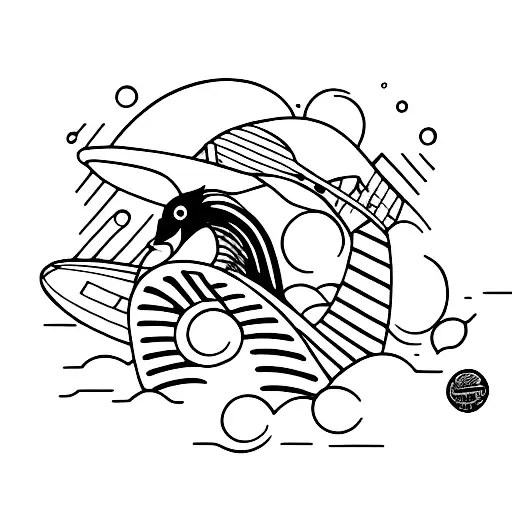 pato surfando tattoo design idea