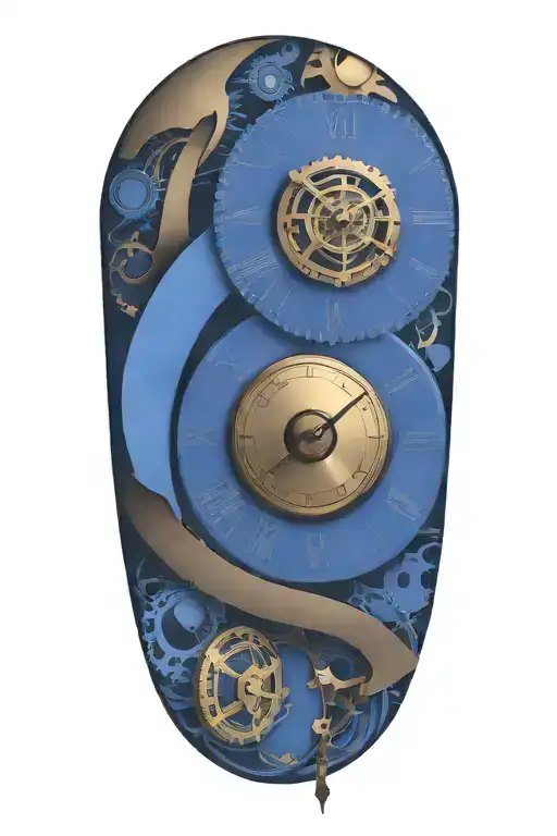 A mechanical clock with intricate astronomy tattoo design idea