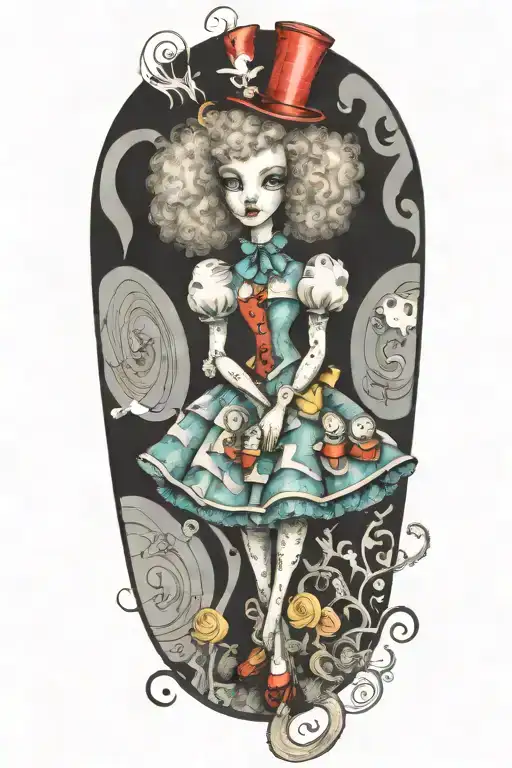 alice in wonderland poodle looking tattoo design idea