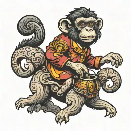 monkey riding a poodle tattoo design idea