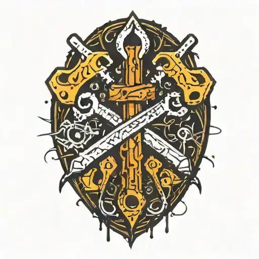 wrench crossed tattoo design idea