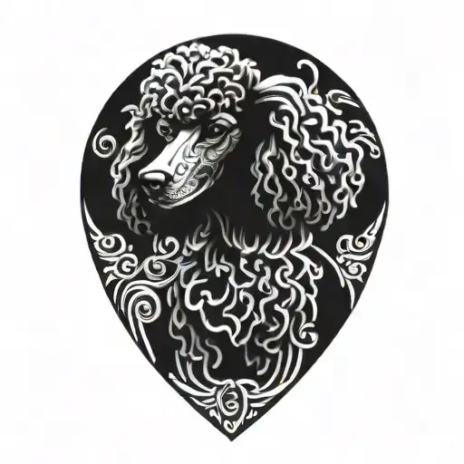 Poodle with heart intertwined tattoo design idea