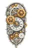 A mechanical clock with intricate astronomy tattoo design idea