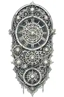A mechanical clock with intricate astronomy tattoo design idea