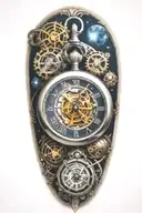 A mechanical pocket watch with intricate stars, planets, galaxies tattoo design idea