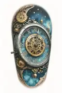 A mechanical clock with intricate astronomy tattoo design idea