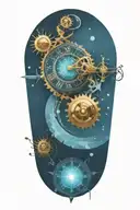 A mechanical clock with intricate astronomy tattoo design idea