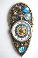 A mechanical pocket watch with intricate stars, planets, galaxies tattoo design idea