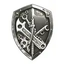 mechanics shield adorned with wrenches incorporated tattoo design idea