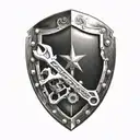 mechanics shield adorned with wrenches incorporated tattoo design idea