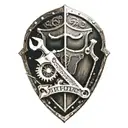 mechanics shield adorned with wrenches incorporated tattoo design idea