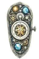 A mechanical pocket watch with intricate stars, planets, galaxies tattoo design idea