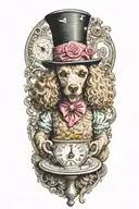 alice in wonderland poodle looking tattoo design idea