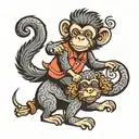 monkey riding a poodle tattoo design idea