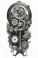 A mechanical clock with intricate tool designs tattoo design idea