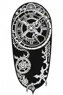 A mechanical clock with intricate tool designs tattoo design idea