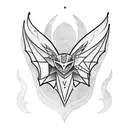 Envision an enigmatic bat, its wings spread like intricate shadows in the twilight. On its head, a crescent moon rises a tattoo design idea