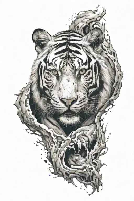 White Tiger and Black Hole tattoo design idea