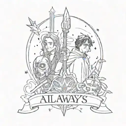 "Always" with a Star Wars and Harry Potter Theme tattoo design idea