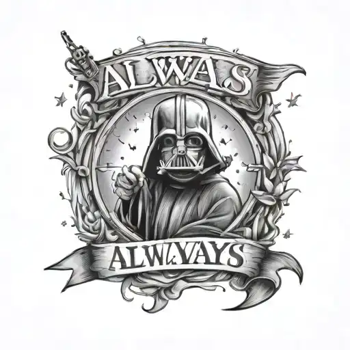 "Always" with a Star Wars and Harry Potter Theme tattoo design idea