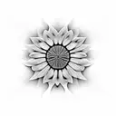 An intricate black and grey dandelion flower with geometric patterns incorporated tattoo design idea