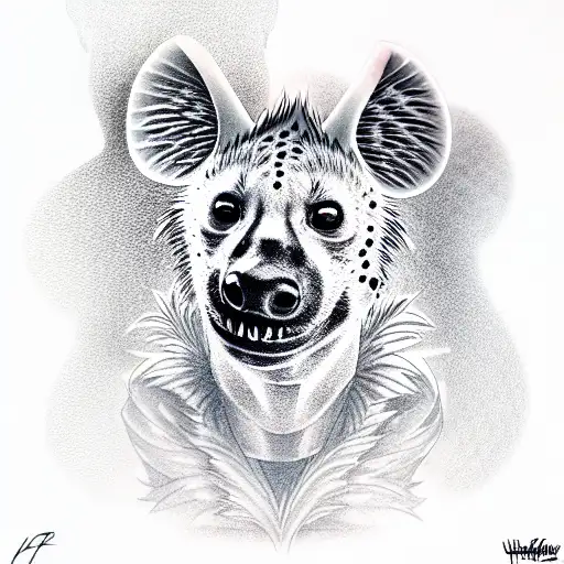 hyena with hat and suit  tattoo design idea