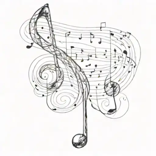 The numbers 13, 10, and 03 creatively incorporated into a musical staff tattoo design idea