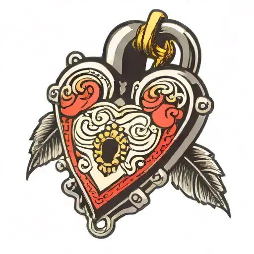 j m love heart shaped lock tattoo design idea