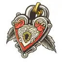 j m love heart shaped lock tattoo design idea