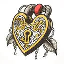 j m love heart shaped lock tattoo design idea
