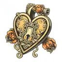 j m love heart shaped lock tattoo design idea