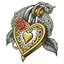 j m love heart shaped lock tattoo design idea