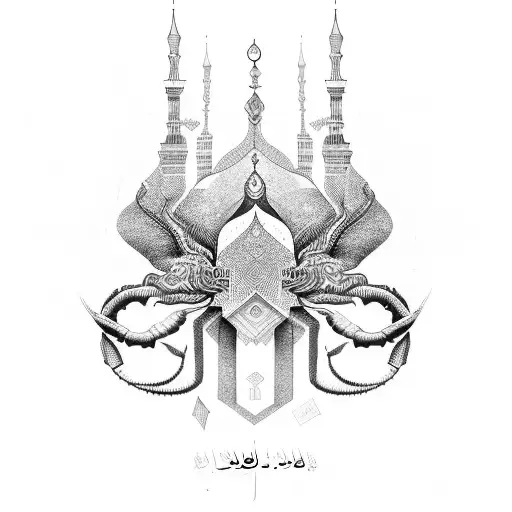 An Iranian symbol related to architecture and its combination with the scorpion tattoo design idea
