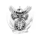 create me a tattoo that incorporates the american flag and eagle and a cross and phillipians 4:13 tattoo design idea