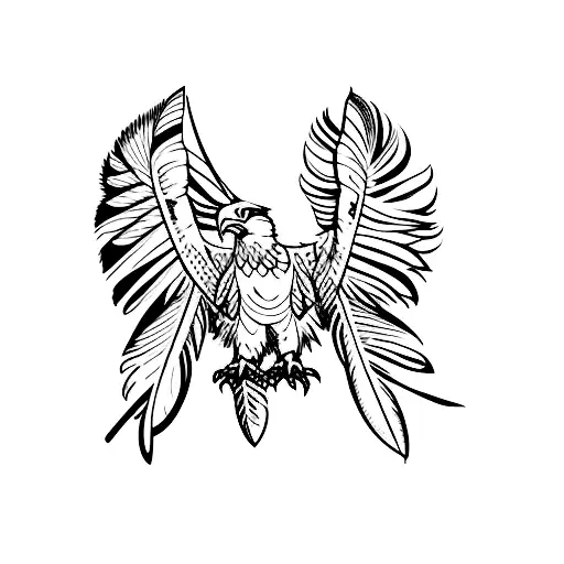 Eagle feathers along the arms to the shoulder tattoo design idea