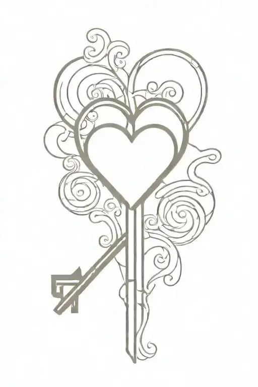 heart key tattoo design idea