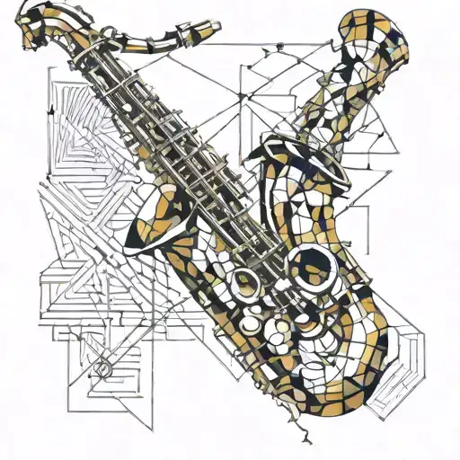 saxophone constructiom tattoo design idea