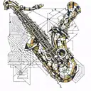 saxophone constructiom tattoo design idea