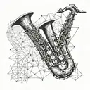 saxophone constructiom tattoo design idea